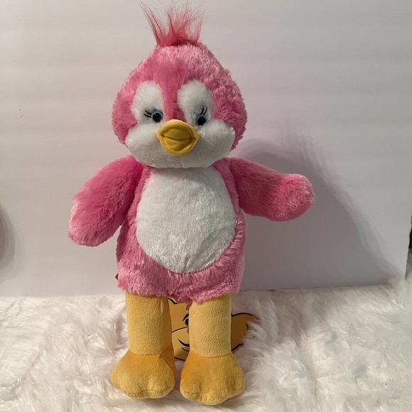 Build a Bear Plush BAB Attic Pink Duck Chick Penguin BAB Soft Blue Eyes - Picture 1 of 9